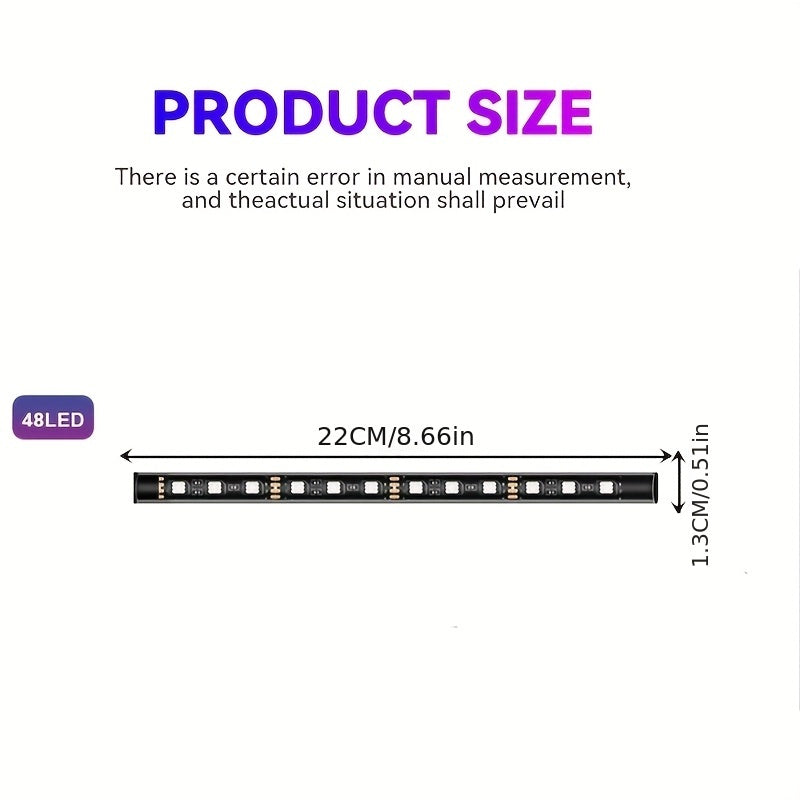 Car LED Ambient Light Strip – USB Powered Neon Footwell Interior Atmosphere Light, High Brightness, Easy Install, No Battery Required