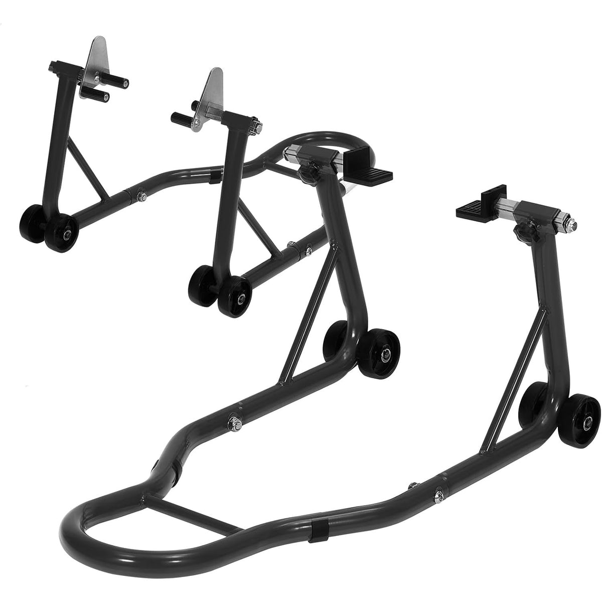 Motorcycle Paddock Stand Front & Rear Combo 900 Lbs - Universal Lift Stands for Yamaha Honda Suzuki BMW Kawasaki, Heavy Duty Steel, Black Red Yellow