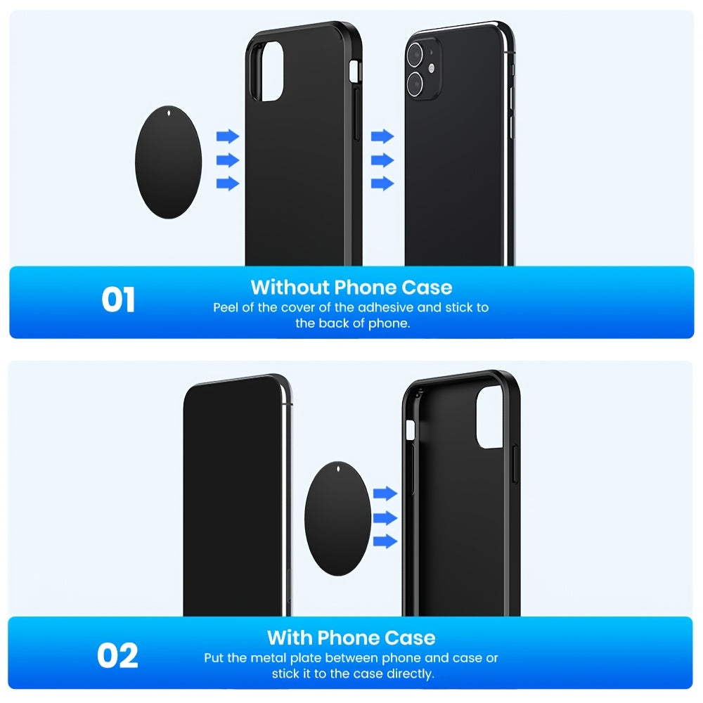 Magnetic Phone Mount for Car Dashboard 2-Pack, Strong Magnet 360° Rotation Cell Phone Holder, Temperature-Resistant Adhesive Car Mount for iPhone Samsung Xiaomi Huawei Smartphones