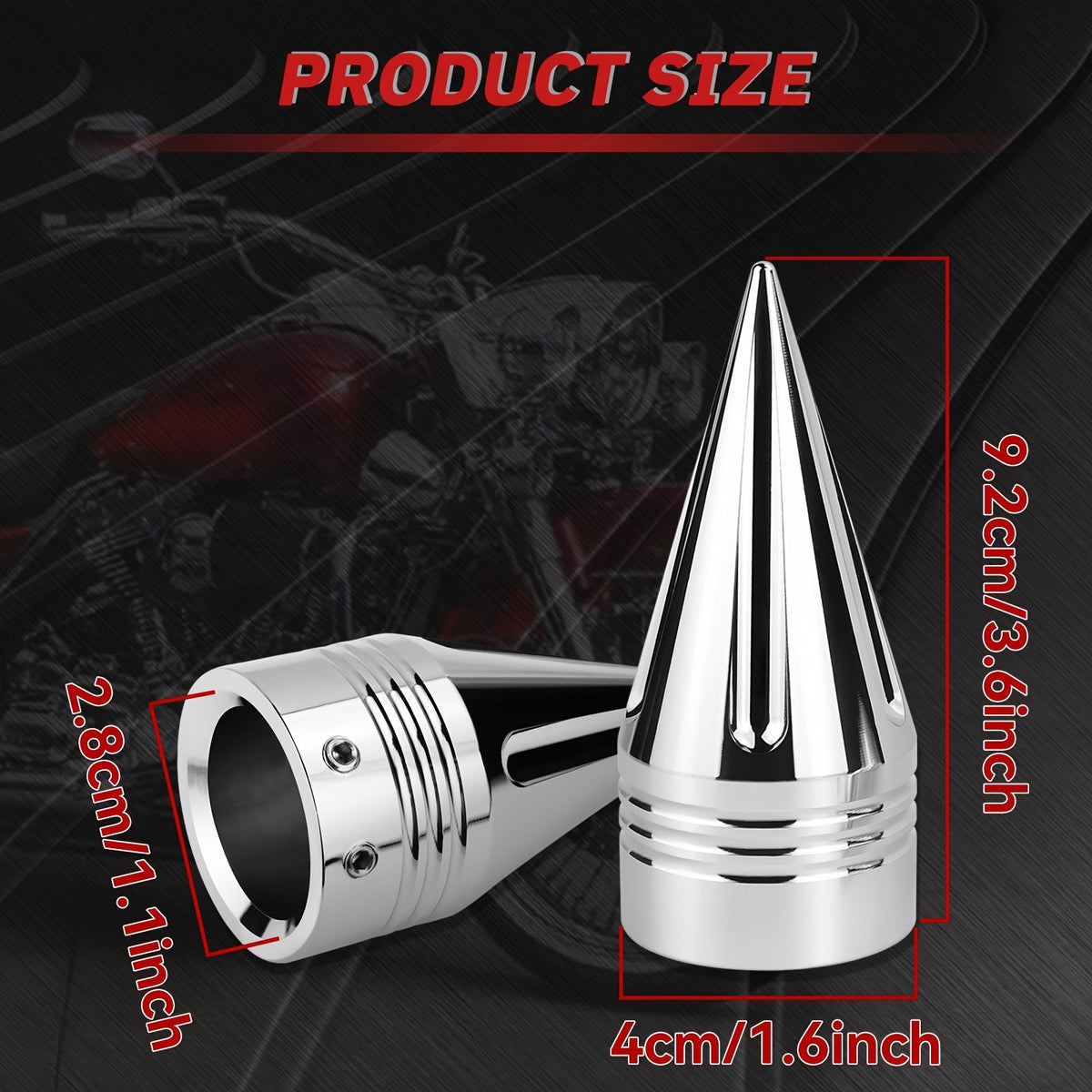 Harley Front Axle Nut Covers CNC Spike Caps 3.6" – Bolt-On Pair for Touring Street Glide Road King Electra Glide Tri Glide 2008+ | Black & Silver