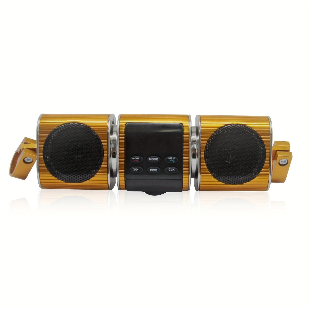 KORBROS Motorcycle Bluetooth Soundbar – IPX5 Waterproof, Built-in Amplifier, FM Radio, USB & AUX, 12V MP3 Player for Handlebar Mount