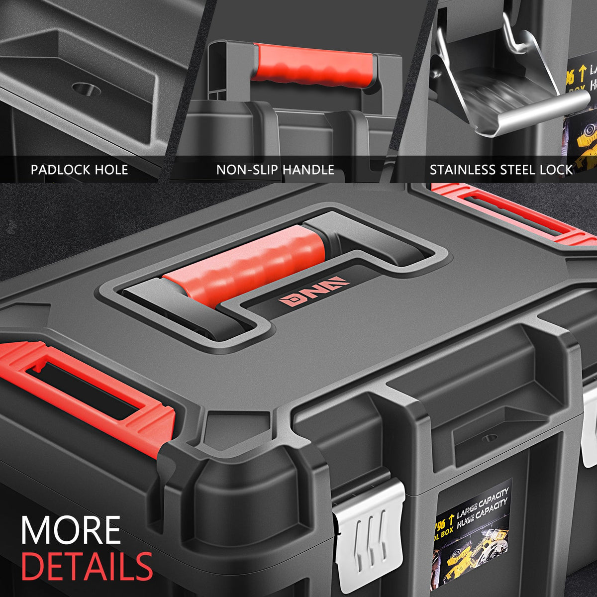 2-Piece Lockable Toolbox Set – Portable Tool Storage Organizer with Removable Tray, Double Lock, Large Capacity | Garage, Workshop & Home Use