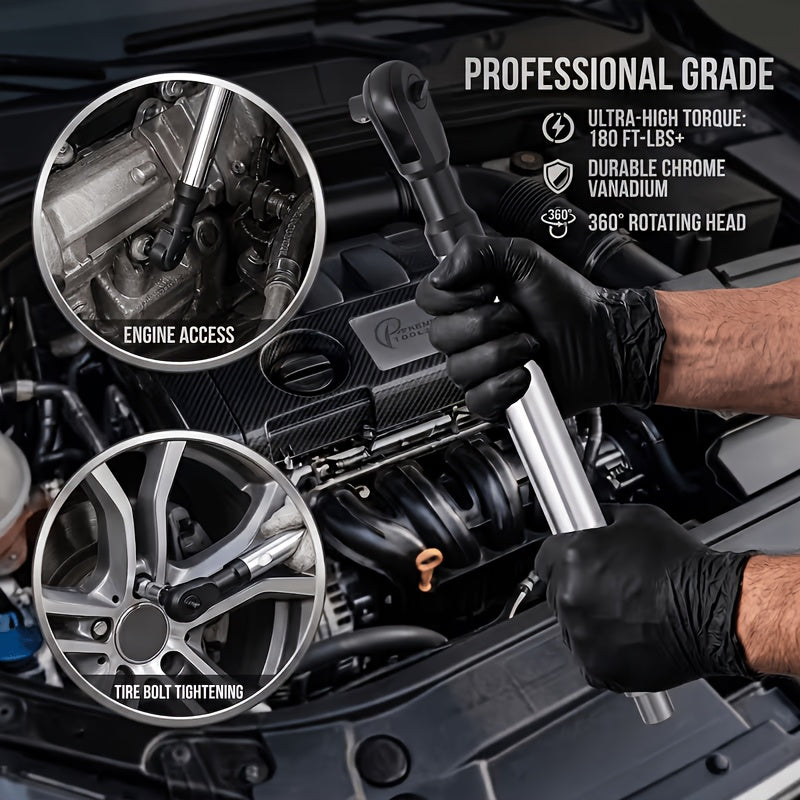 3-in-1 Impact Wrench Extender 1/2" | Offset Extension Ratchet & Electric Wrench Chrome Vanadium for Confined Spaces
