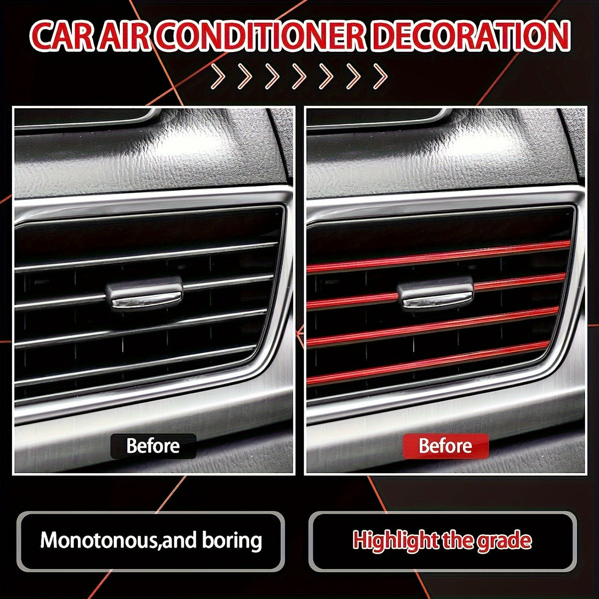 Car Steering Wheel Cover PU Carbon Fiber Interior Decorative Strip Air Vent Trim 30pcs Universal Fit for Most Vehicles Easy Install Blue Red