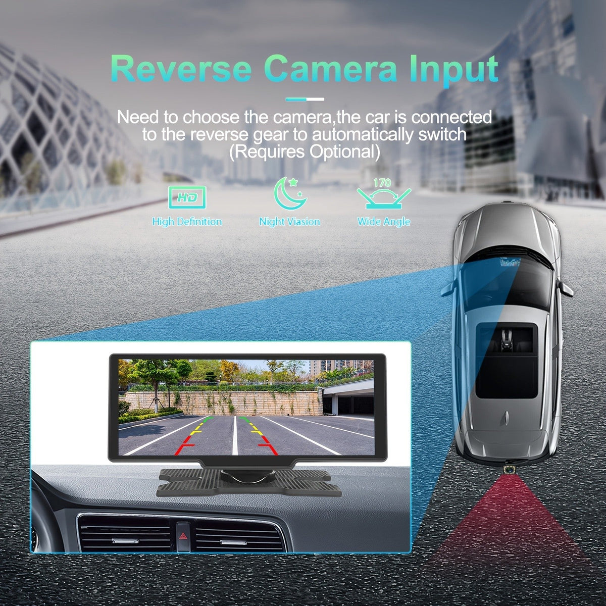 Portable Car Stereo with Wireless CarPlay & Android Auto, 10.26 Inch 1080P Touchscreen Car Radio Receiver with Voice Control, FM Transmitter, Backup Camera Support & Handsfree Calling for All Vehicles