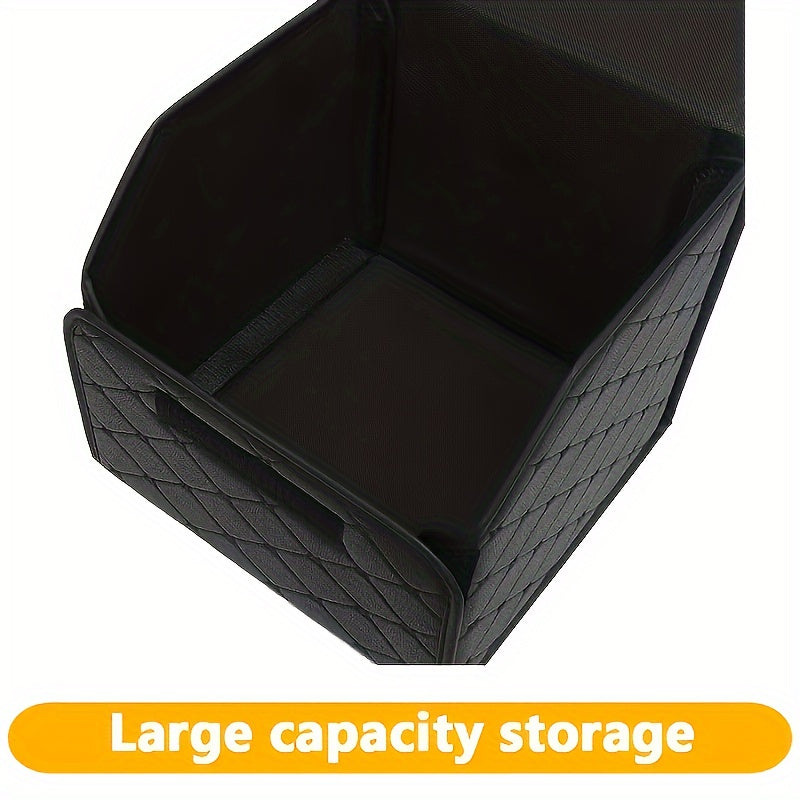 Car Trunk Organizer Foldable Large Capacity - Collapsible Cargo Storage Box for SUV Truck Van, Sturdy Reinforced Walls, Black White, Small & Large