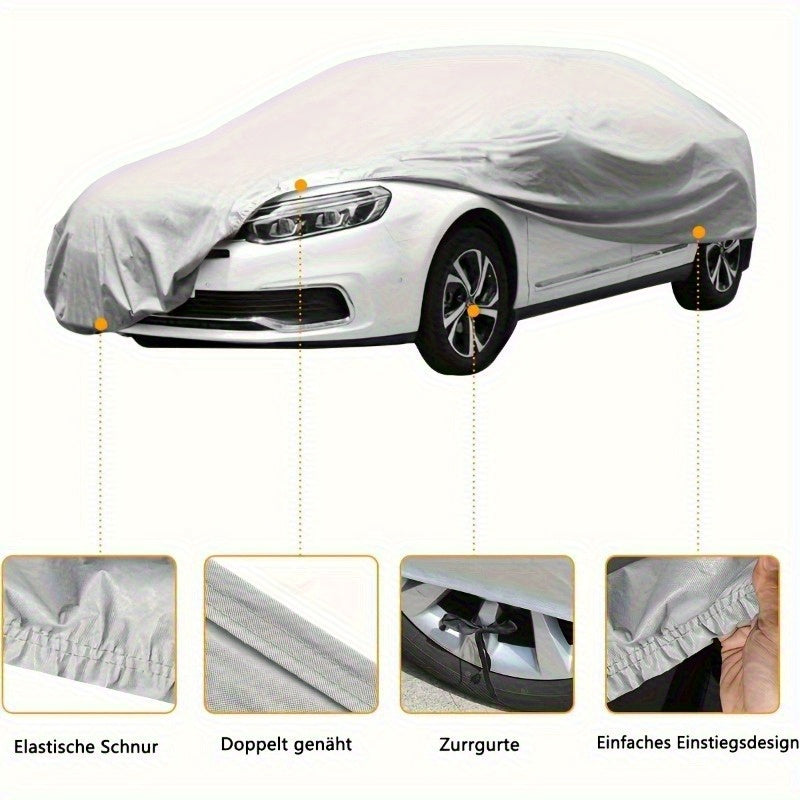 PEVA Waterproof Car Cover – Full Body UV, Rain, Snow & Dust Protection, High-Temp Resistant, All-Season Universal Fit, Sizes L & XL