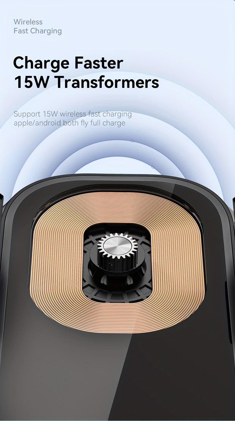 Wireless Car Charger Mount 15W Auto-Clamping – Fast Charging Air Vent Phone Holder for iPhone 16 15 14 13 12 Pro Max & Samsung Galaxy