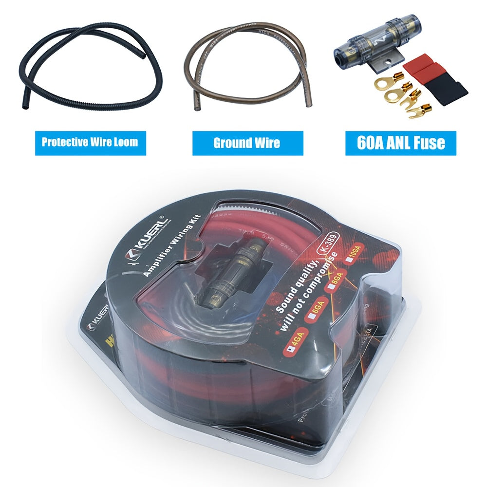 4 Gauge Amplifier Install Kit 2300W – CCA Power & Ground Wire, RCA, Speaker Wire, Remote Wire, AGU Fuse Holder & Accessories