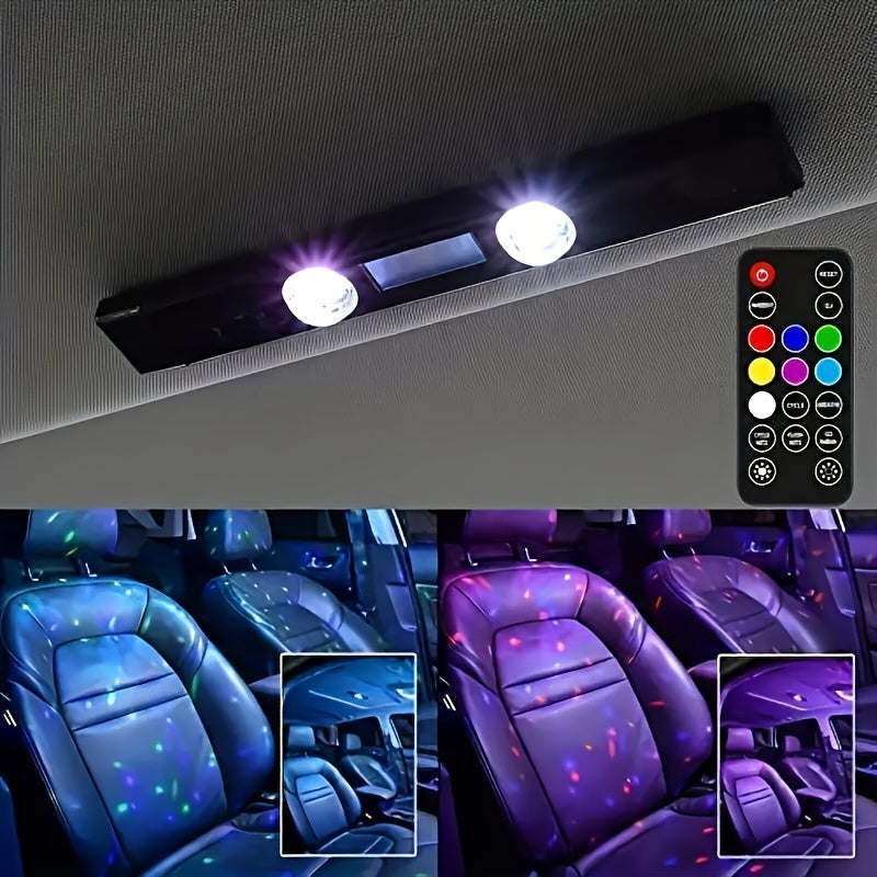 RGB Music Sync Neon Atmosphere Light, Car Interior Starlight Ambient LED, Party DJ Rhythm Light, USB Rechargeable 5V, Remote Control, Multi-Use for Car Home & Party