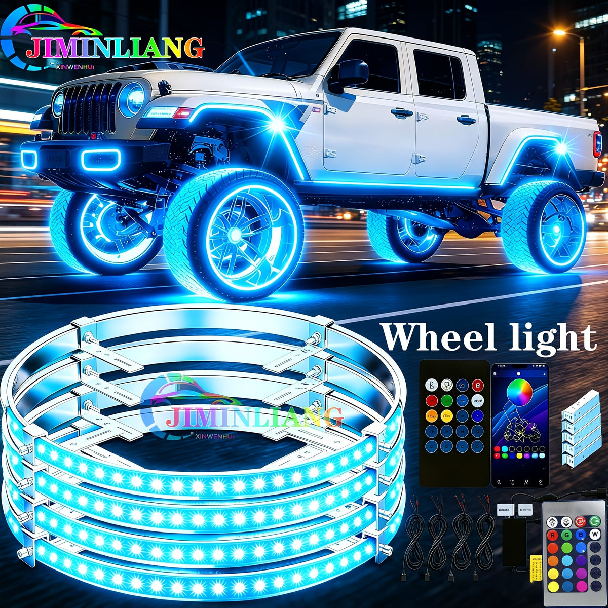 Car Underglow & Wheel Lights – App & Dual Control LED Chassis Ambient Light for Truck, Jeep Wrangler, Tesla, Ford & More