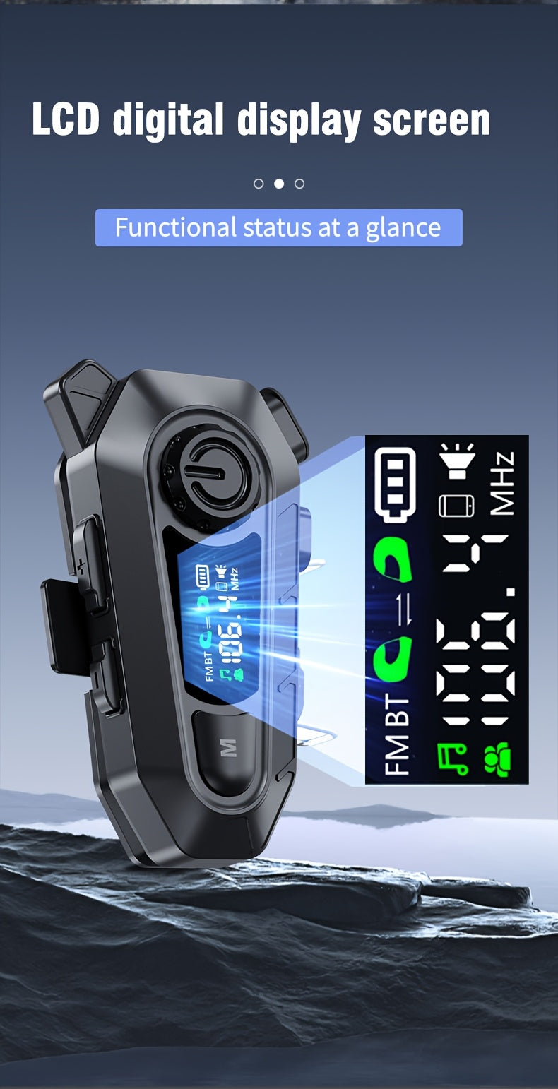 Motorcycle Helmet Bluetooth Intercom Headset – 500M Range, Group Chat, Music Sharing, FM Radio & Voice Control