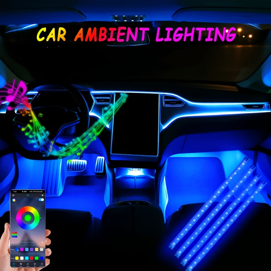 Car LED Ambient Light Strip – USB Powered Neon Footwell Interior Atmosphere Light, High Brightness, Easy Install, No Battery Required