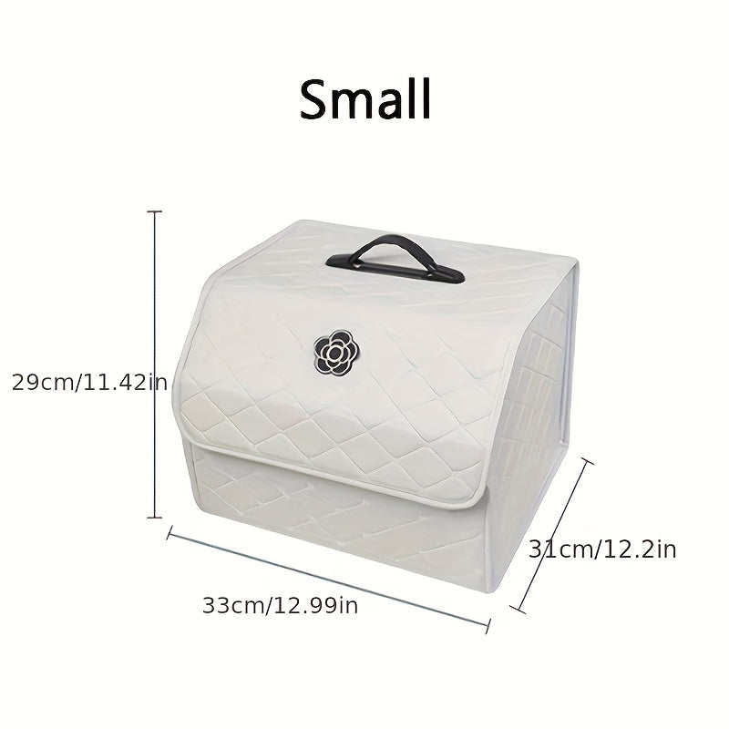 Car Trunk Organizer Foldable Large Capacity - Collapsible Cargo Storage Box for SUV Truck Van, Sturdy Reinforced Walls, Black White, Small & Large