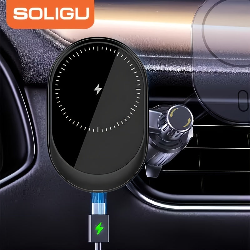 Miracase Magnetic Wireless Car Charger Mount 15W Fast Charging – 360° Rotation Air Vent Phone Holder for iPhone 16 15 14 13 12
