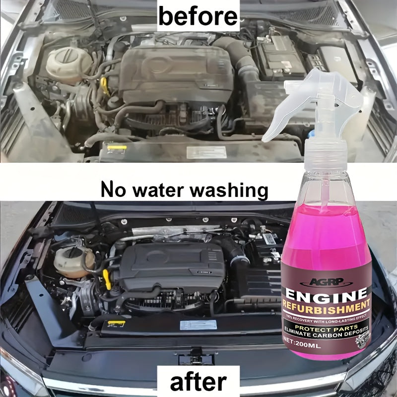 Engine Bay Plastic Care Spray, Gloss Enhancer & Spot Remover, Glycerin Formula for Engine Bay Revival, Auto Detailing Kit, 200ml with Sponge