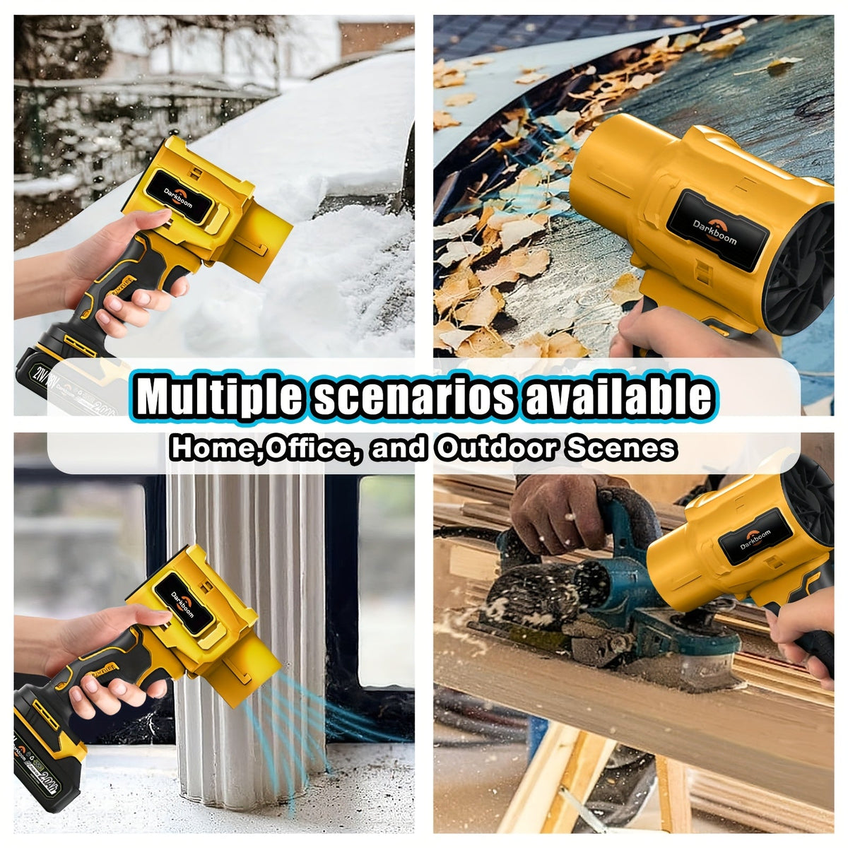 Cordless Handheld Leaf Blower 45000RPM Turbo – 2 Batteries & Charger Included, Air Duster & Car Dryer Blower for Small Spaces, Dual Air Duct Attachments