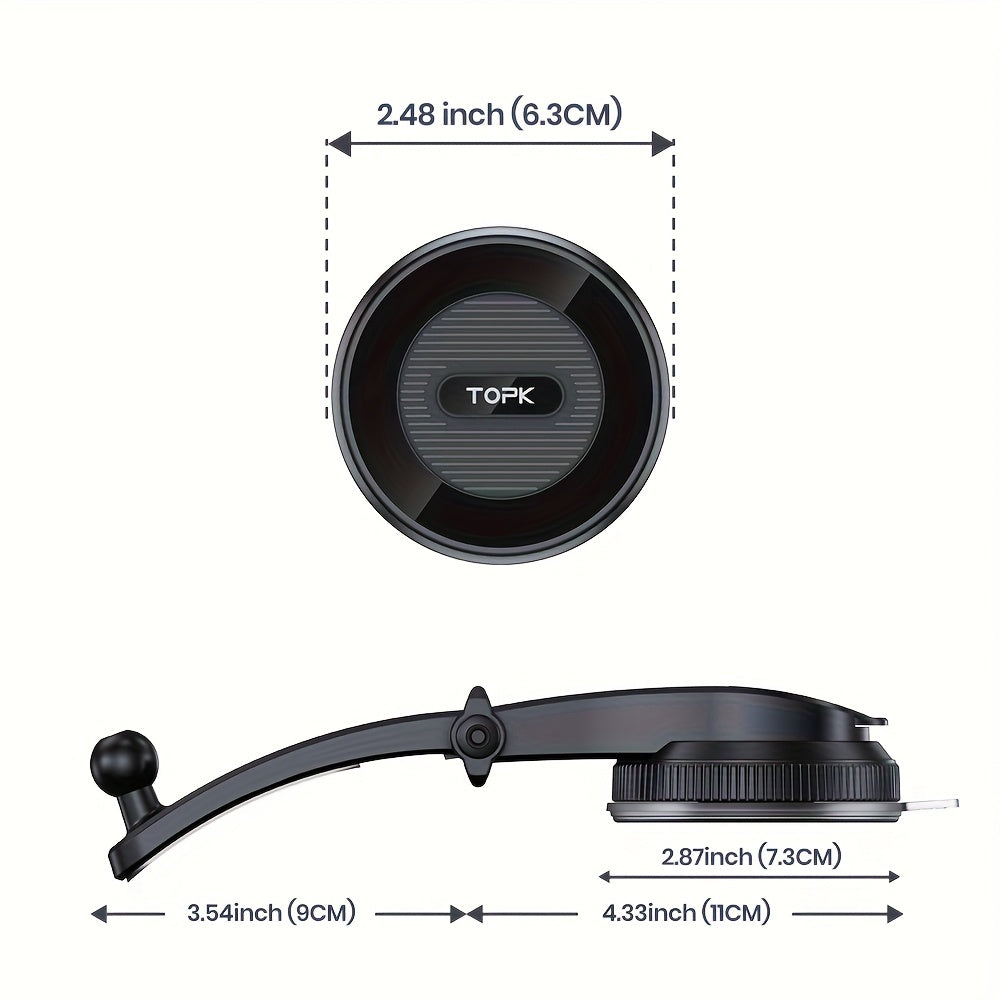 Magnetic Car Phone Holder Dashboard Mount | Strong Suction, Horizontal & Vertical, Hands-Free for iPhone 12/13/14/15/16/17 & Android – Black
