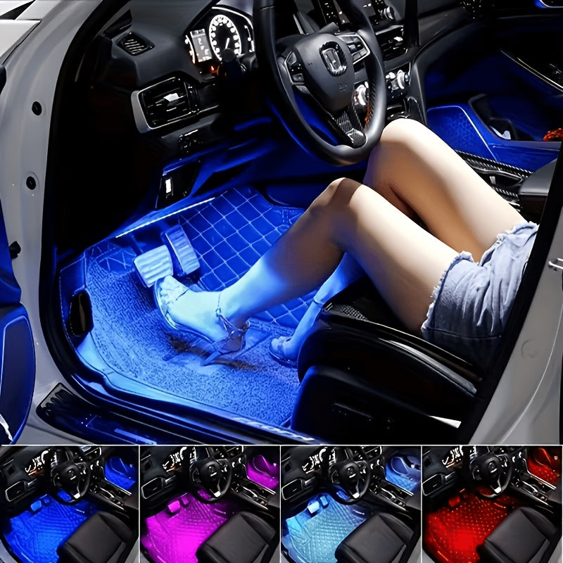 RGB Car Interior Ambient Light 48 LED Under Seat Lighting Kit App Control USB Remote 16 Million Colors for All Car Models No Battery Required