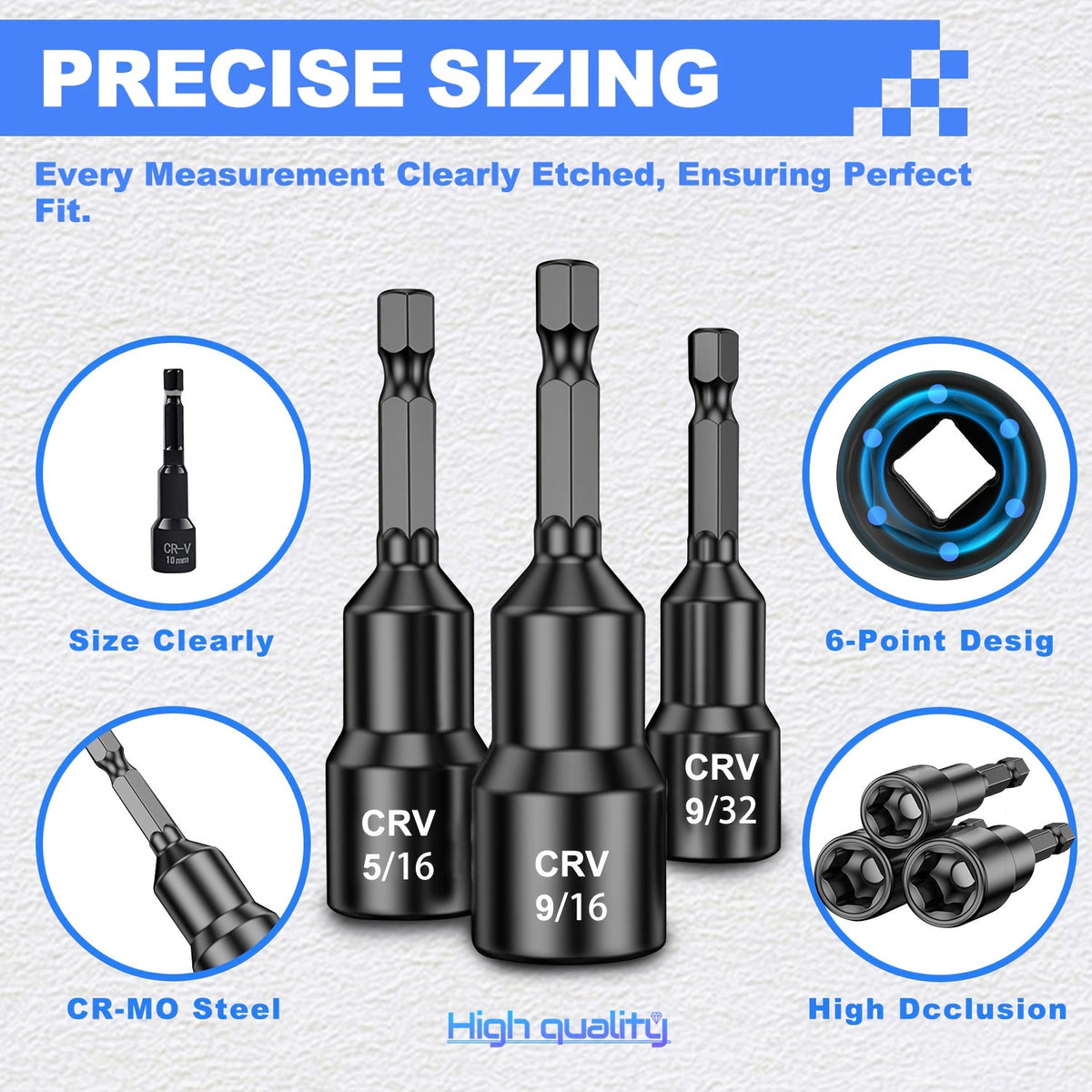 Magnetic Nut Driver Set 15pcs – 1/4" Hex Shank, SAE 1/4"-9/16" & Metric 6-14mm, Chrome Vanadium Steel, Impact Driver Compatible