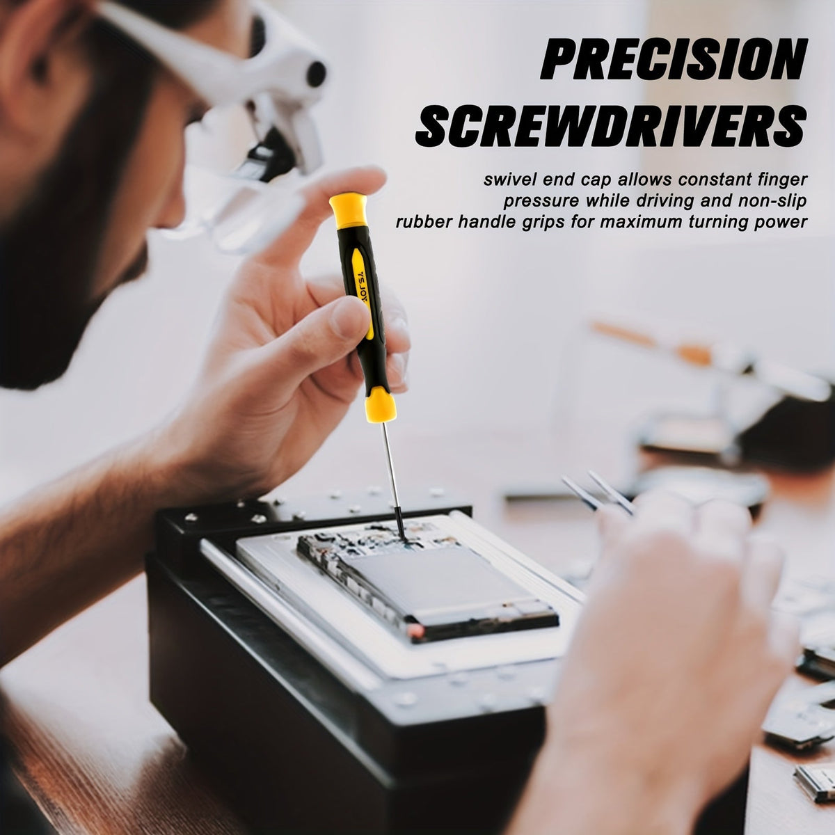 Magnetic Screwdriver Set 131Pc – Precision Screwdrivers, Ratchet Driver, Hex Keys & Pick Hook with Plastic Stand Organizer, Great Gift for DIY & Home Repair