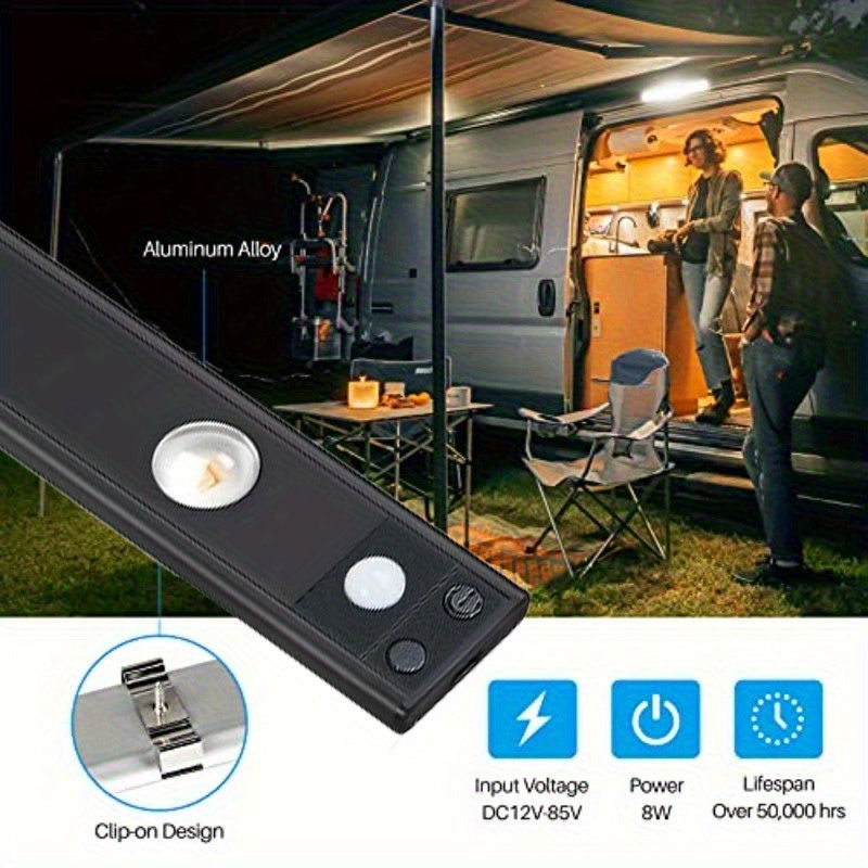 Motion Sensor RV Step Lights LED Indoor Night Light USB Rechargeable 250mAh Battery Wireless No Wiring for RV Camper Van Staircase Cabinet 2 Pack Black White