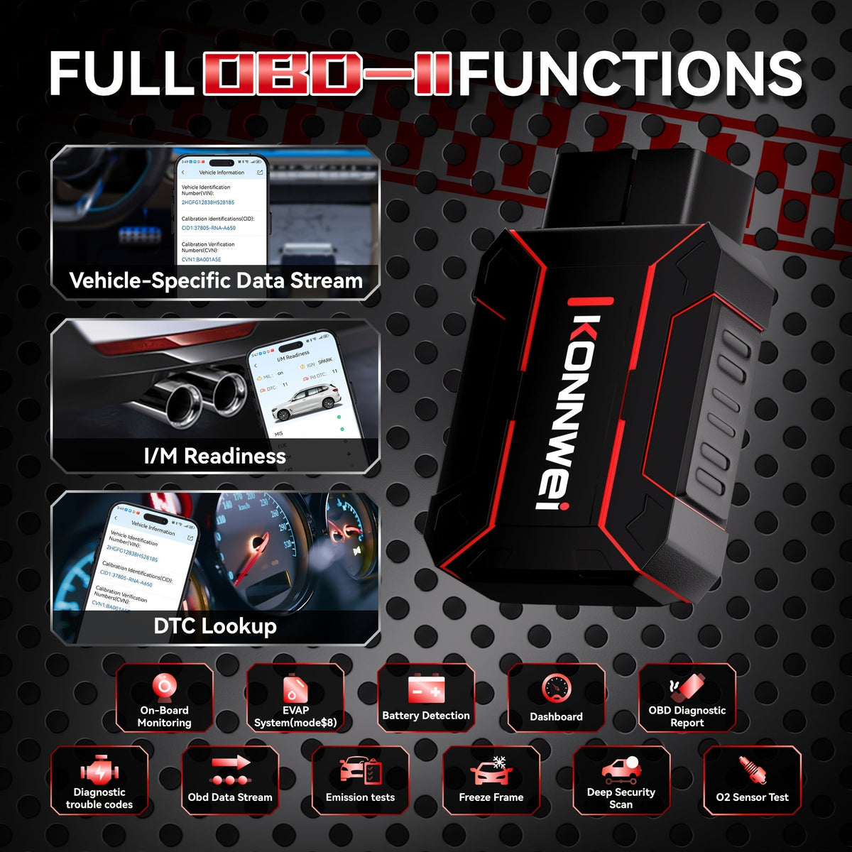 MAXOBD Bluetooth 5.2 OBD2 Scanner Full System Diagnostic Tool, 41+ Data Streams Live Data Read/Clear Codes, for iOS & Android, 1996+ Vehicles