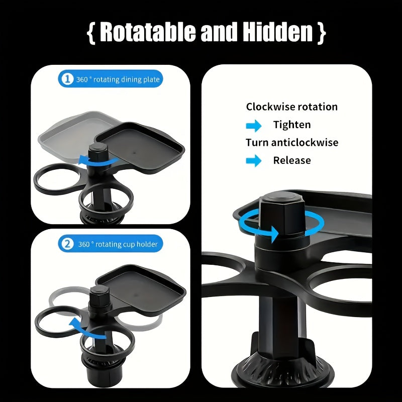 3-in-1 Car Cup Holder Expander - ABS Plastic Expandable Base, Multi-Function Drink Organizer for Vehicle Travel, Reduces Spills, Universal Fit