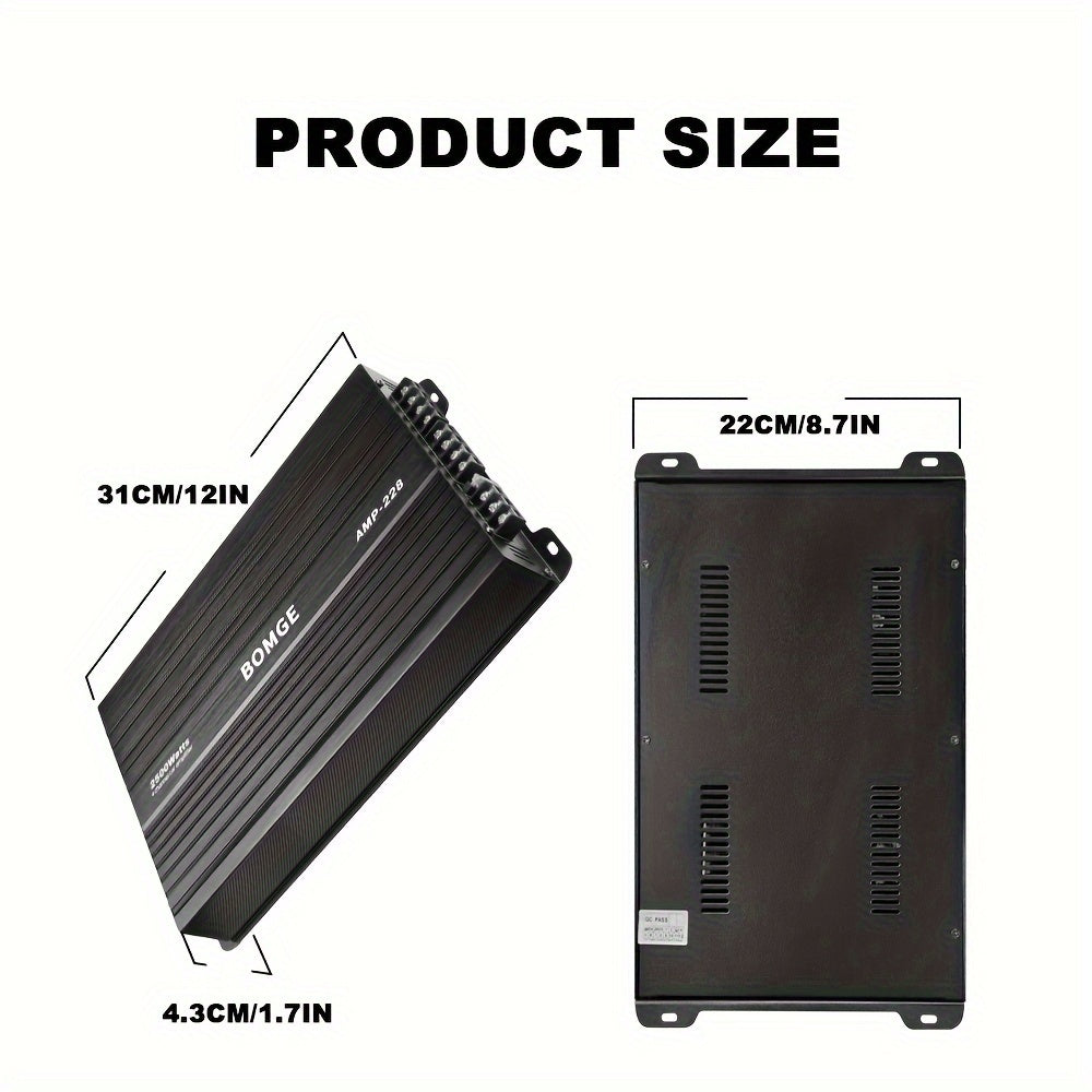 4 Channel Car Amplifier 2500W Max – BOMGE AMP-228 / AMP-268 for Subwoofers & Speakers | 12V Vehicle Audio Amp