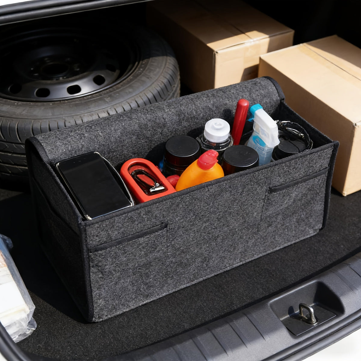 Car Trunk Organizer Foldable Felt Storage Box – Scratch-Resistant Collapsible Bag | Car Home Camping Travel Business Portable
