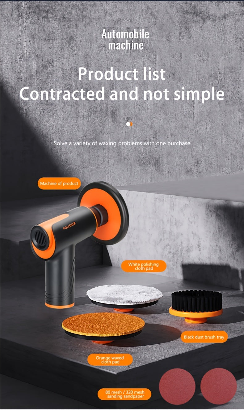 Car Polisher 100W Wireless Rechargeable, Portable Electric Waxing Machine, Scratch Repair Buffer, Multifunctional Orbital Polisher for Cars