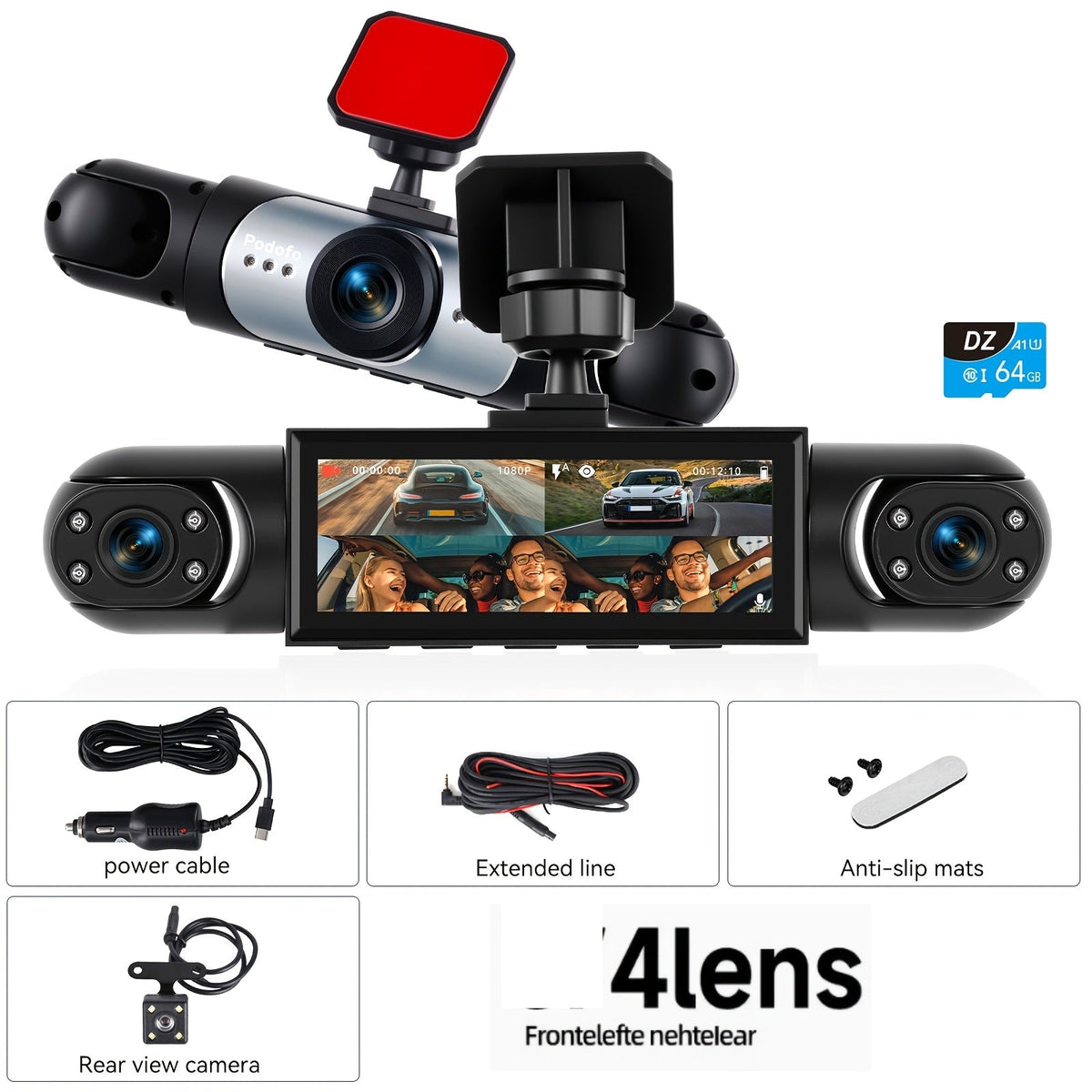 360° Dash Cam 3/4 Channel – 1080P Front + 720P Front/Rear/Left/Right Full Coverage, Night Vision, WDR, G-Sensor & Loop Recording