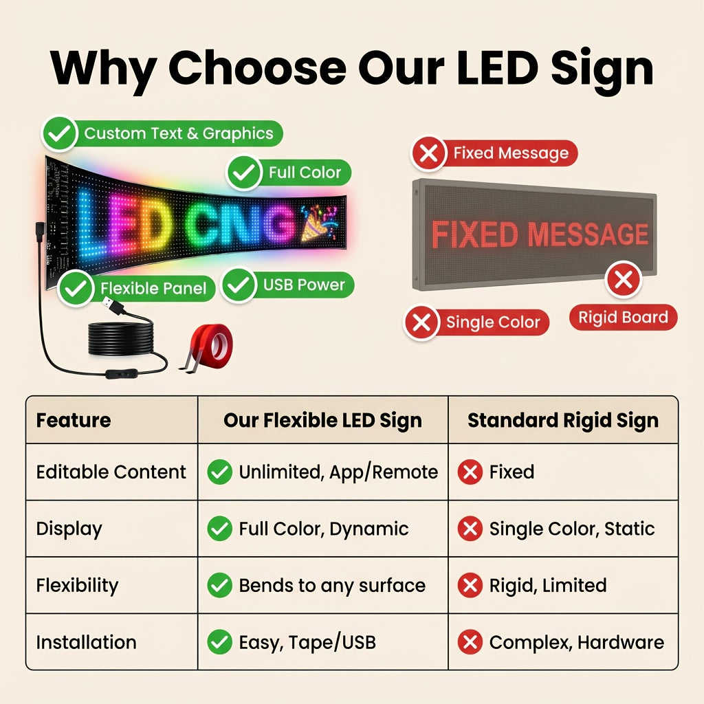 Programmable LED Car Sign Flexible Matrix Panel | App & Remote Control USB Powered Devil Eye Lights for Car Window Decoration