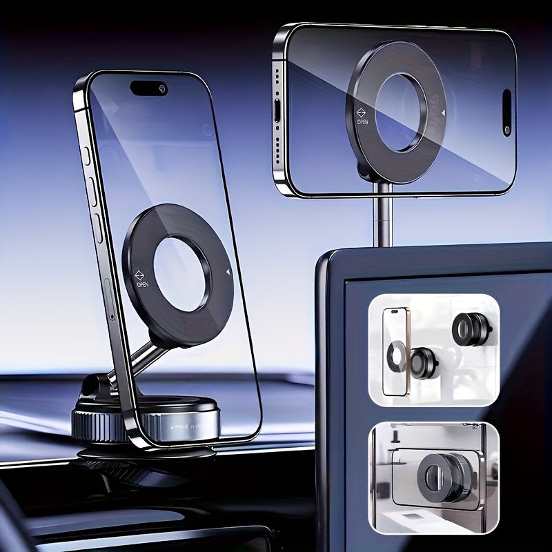 360° Rotating Magnetic Phone Holder – Foldable & Extendable Wall Mount for Car, Bathroom, Gym & Mirror | iPhone 16/15/12 Compatible, ABS, Black – 4-Pack