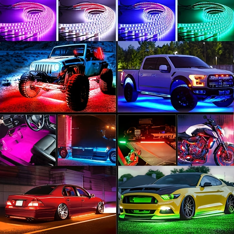RGB LED Car Underglow Light Strip Kit, 35-47 Inch Neon Underbody Lights for SUV ATV UTV RZR Off-Road, Music Sync Voice Control App & Remote, Hardwired 12V, Exterior Ambient Lighting