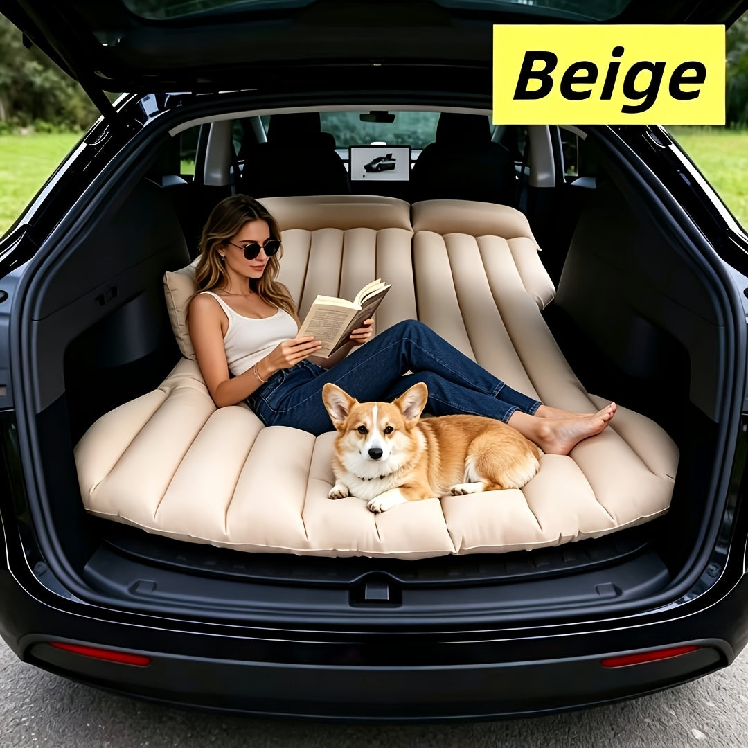 Car Inflatable Mattress for SUV, Tesla, Truck & RV Backseat – Portable Foldable Air Bed with Pump, 2 Pillows & Storage Bag for Camping & Travel
