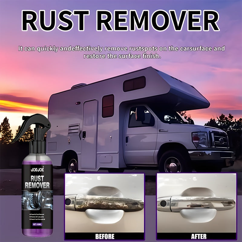 Car Rust Remover & Converter Spray – 3.38oz with Scrubbing Pad | Rust Repair for Auto, RV & Metal Surfaces