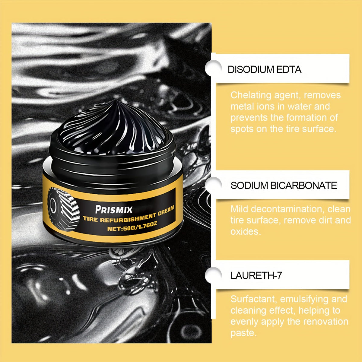 Tire Polishing & Retreading Paste 2-Pack 50g – Beeswax Formula for Lasting Shine, Rust Removal & Black Trim Restoration with Sponge