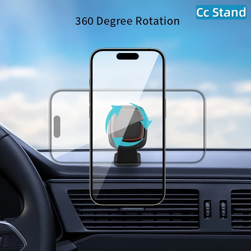VUXS Magnetic Phone Holder Dashboard – Rotatable Strong Magnet Mount for iPhone & Samsung, 4 Metal Plates & 4 Reinforced Magnets