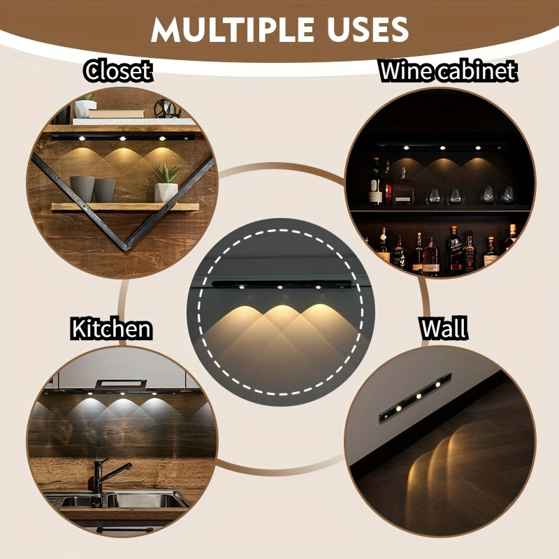 Motion Sensor RV Step Lights LED Indoor Night Light USB Rechargeable 250mAh Battery Wireless No Wiring for RV Camper Van Staircase Cabinet 2 Pack Black White