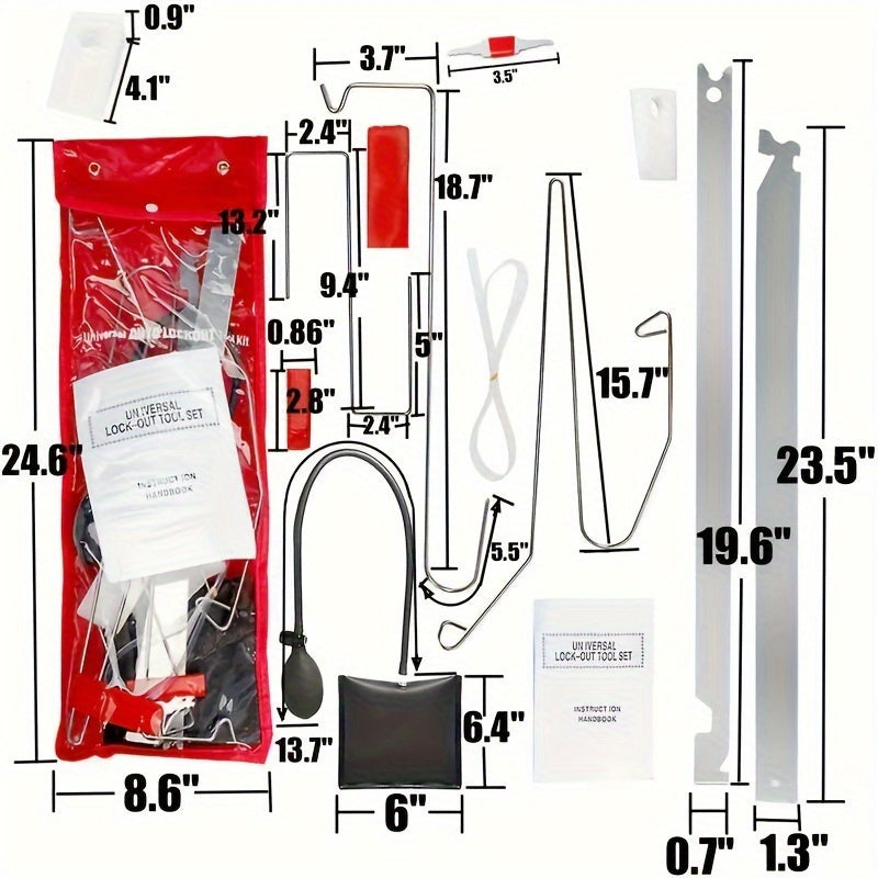 Car Lockout Kit – Air Wedge Pump, Thin Rod, Wide Rod & S-Hook Emergency Car Opening Tool Set for Auto Locksmiths & Roadside Use