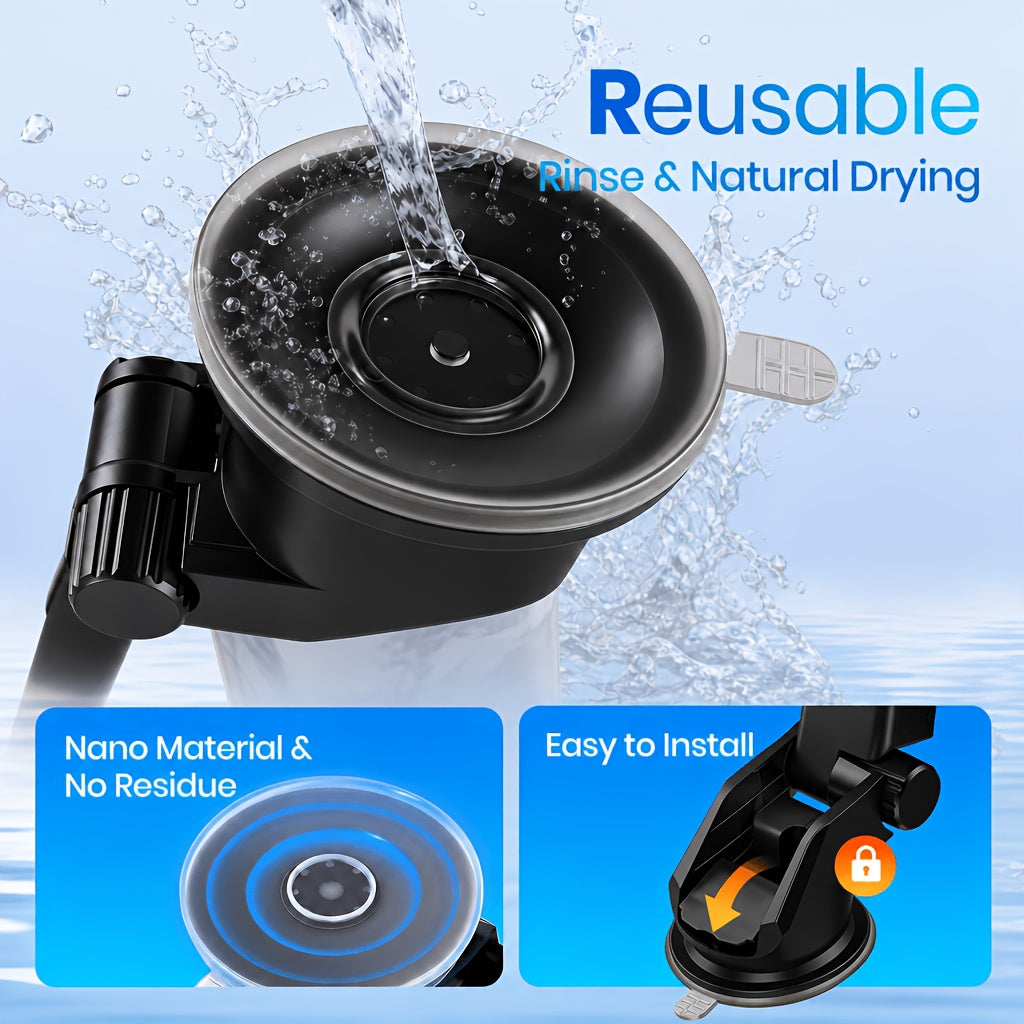 Car Phone Mount V2 Strong Suction Cup – Adjustable Cradle Holder for All Smartphones | Universal Windshield & Dashboard Phone Stand