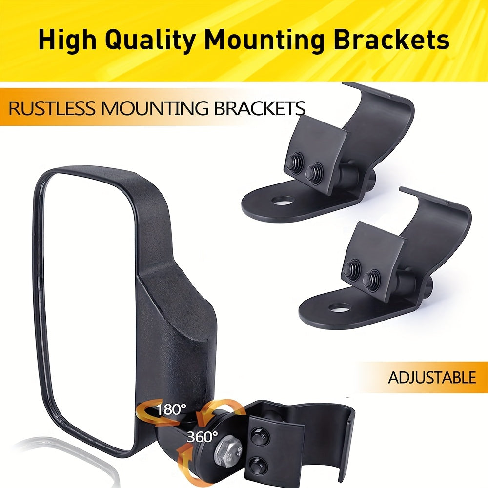 UTV Side Mirrors for Polaris Ranger XP 900 1000 570 & General 1000 XP 1000 Adjustable Rear View Explosion-Proof Glass Pro-Fit Mount 1 Pair Black Can-Am Defender Maverick Trail