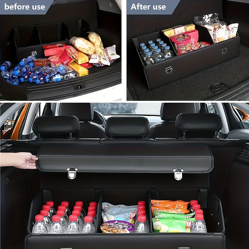 Car Trunk Organizer Collapsible Storage Box – Foldable Cargo Container for SUV, Truck & Sedan, Heavy-Duty Auto Trunk Storage Bag with Handles