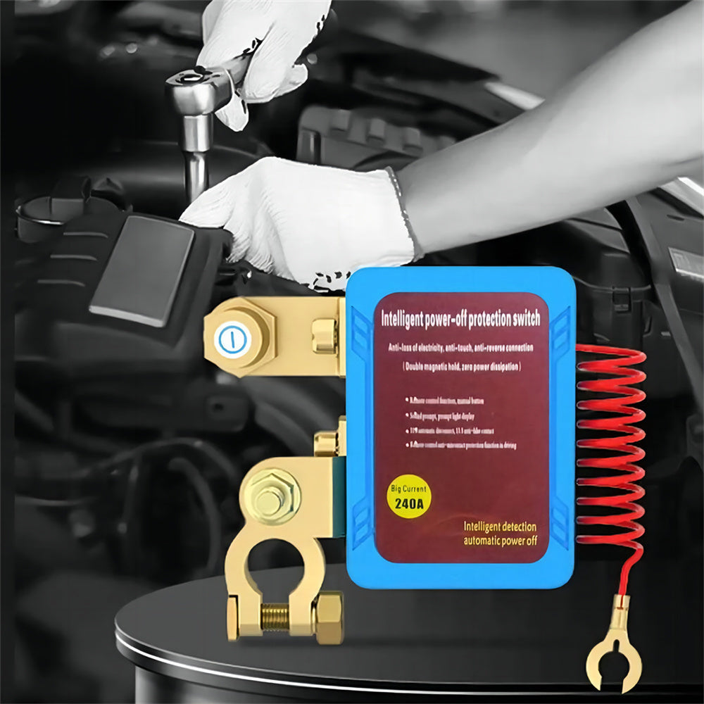 Remote Battery Disconnect Kill Switch 12V/24V 240A – Auto Cutoff at 11.8V, 433MHz Remote, Magnetic Latching, for Car, Truck, RV, ATV, Boat & Motorcycle