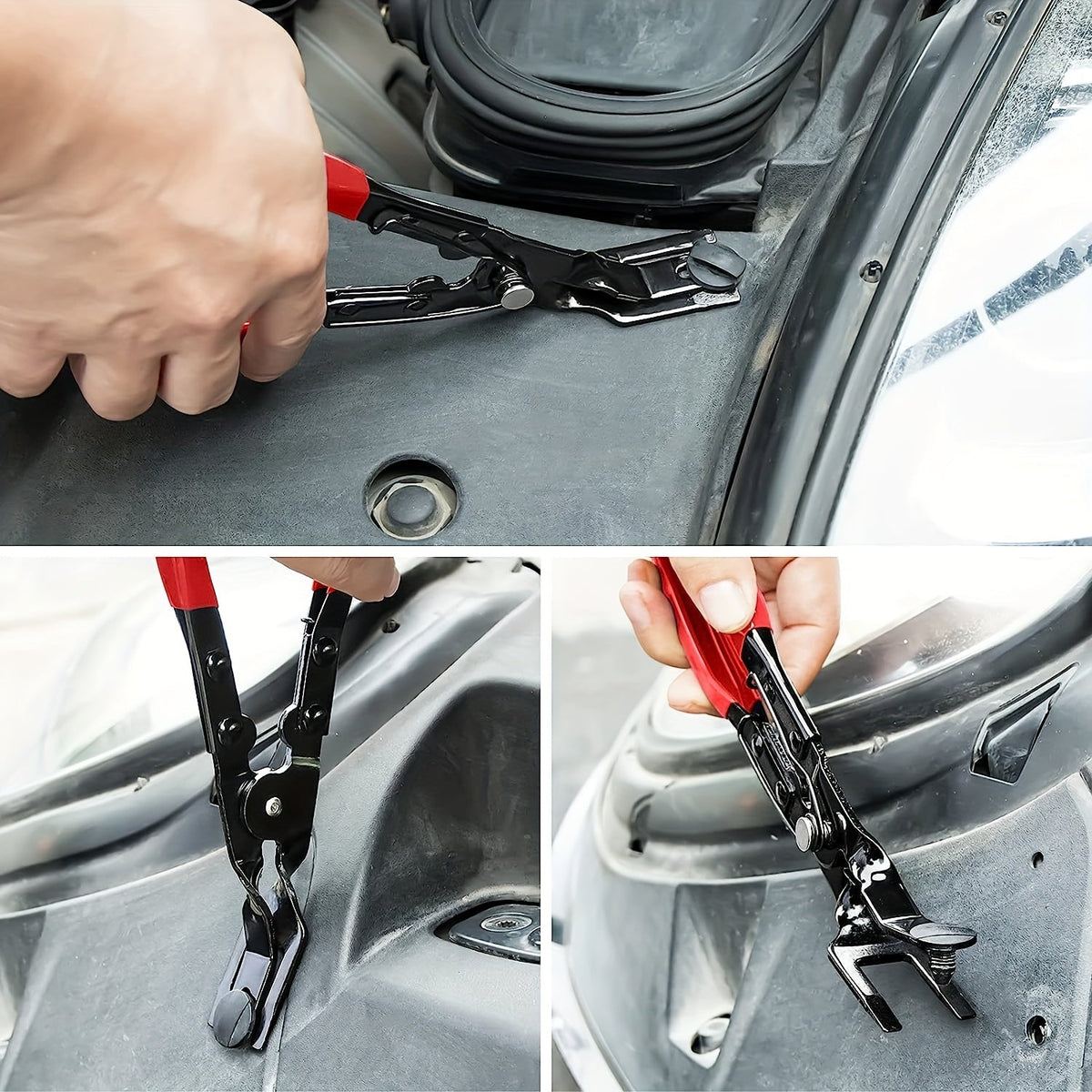 Car Panel Removal Pry Tool Set 4pcs, Interior Trim Clip Fastener Disassembly Tools for Door Panel Instrument Dashboard, Auto Pry Bar Kit — Red, Blue, Black