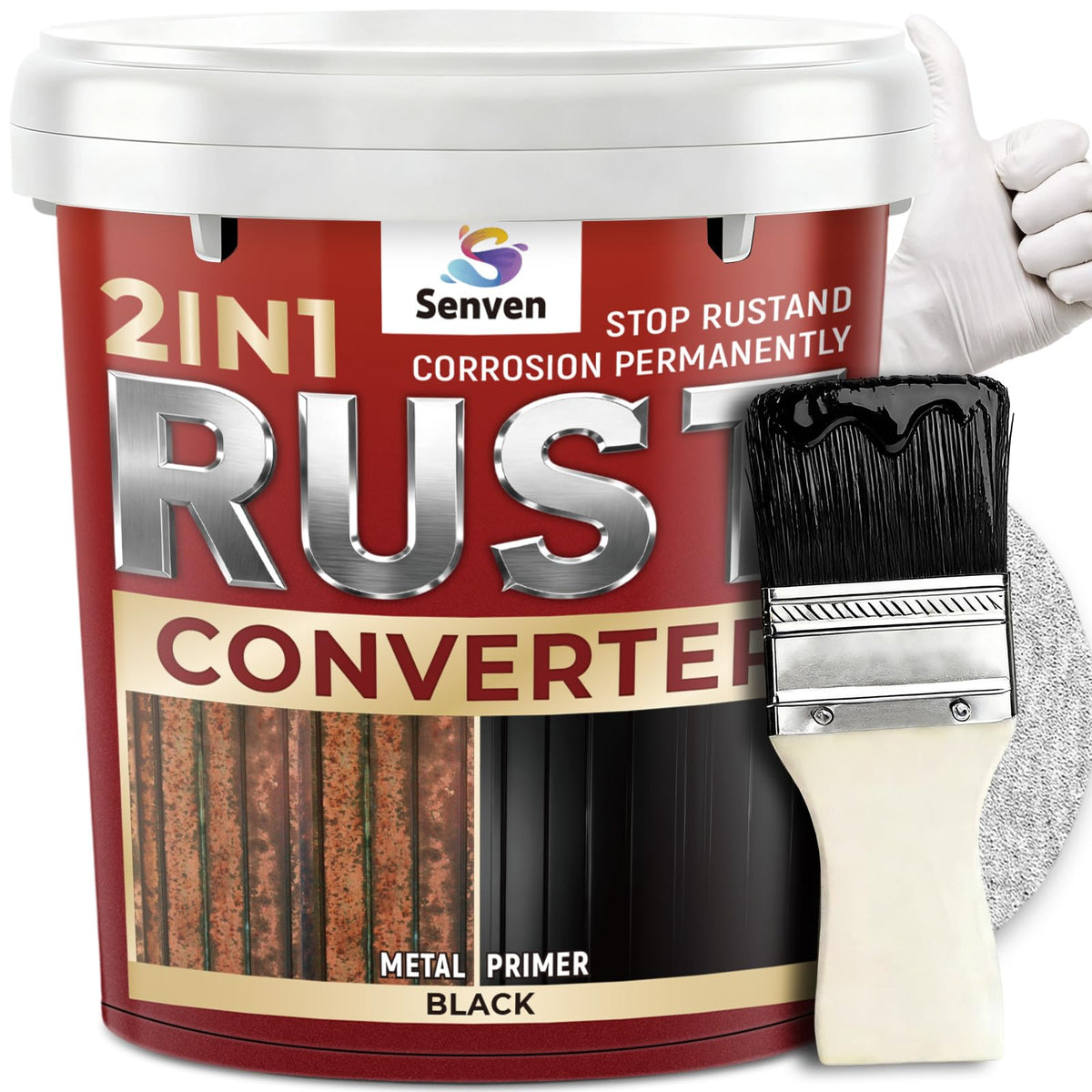 2-in-1 Rust Converter & Metal Primer 35oz – Black Rust Reformer, Heat-Resistant Encapsulator for Truck Frame, Car Chassis, Trailer & Automotive Metal