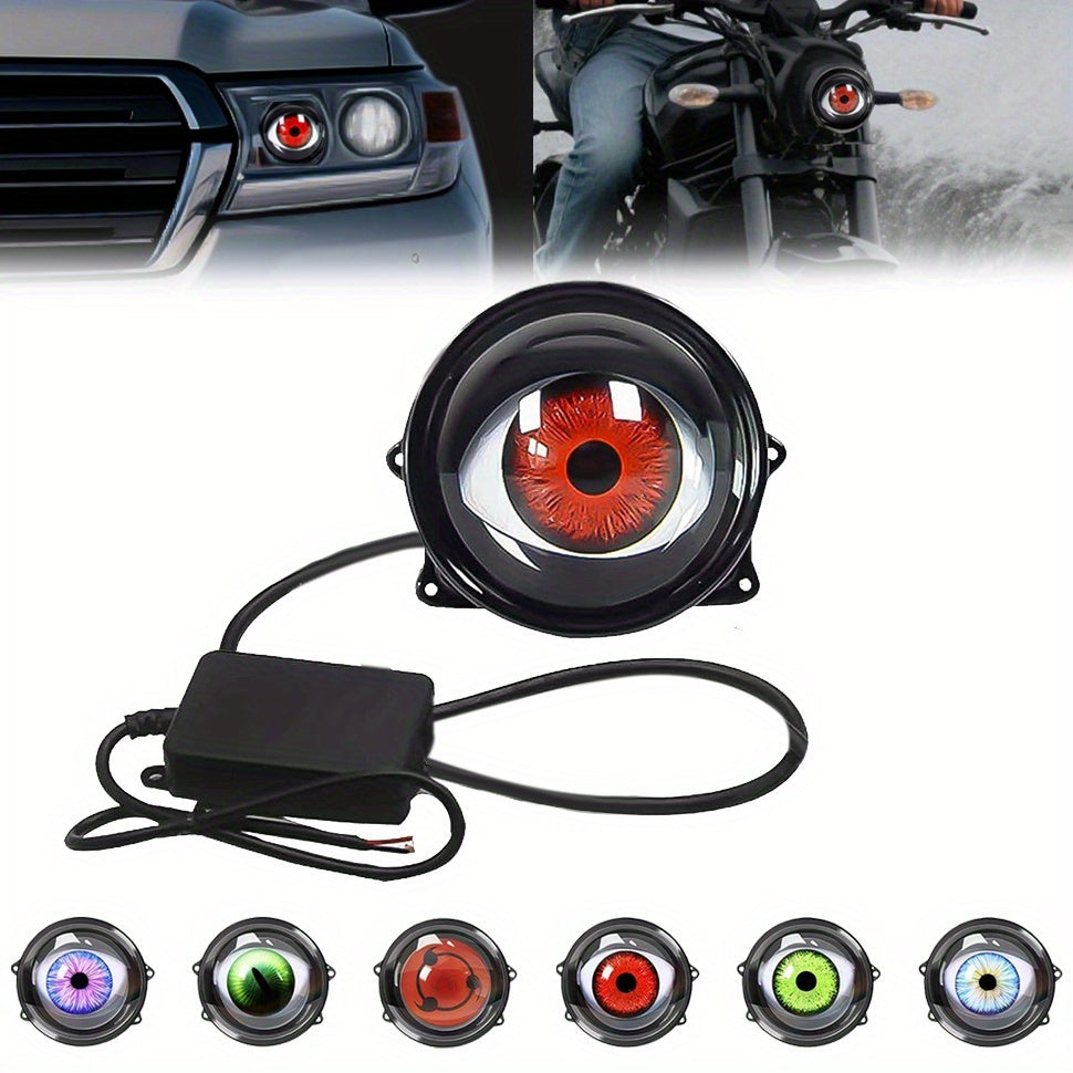 LED Demon Eye Lights with Lens – 6-Mode Adjustable 12V Car Atmosphere Lighting Kit, Dynamic Devil Eyes for Off-Road & Automotive Decoration (1 or 2 Pack)