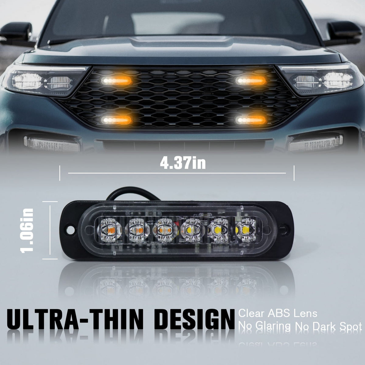 8PCS Ultra-Bright LED Light Bar Strip Kit, Truck Pickup Car Van RV Boat Lighting Decoration, Amber White Red Multi-Color Accent Lights