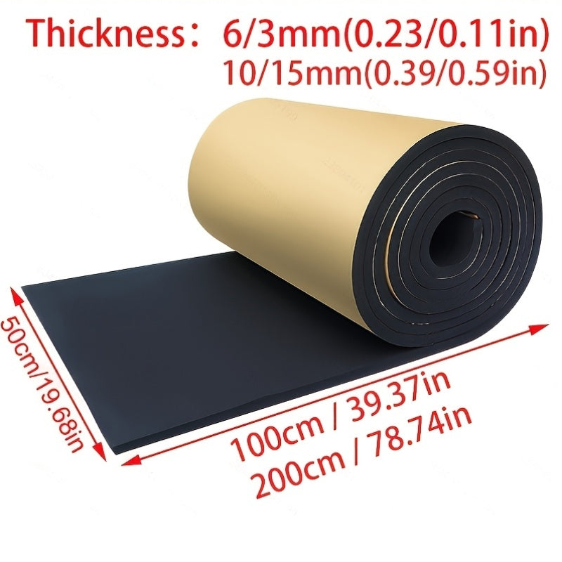 Automotive Heat Insulation & Sound Deadening Mat Roll – Hood Engine Noise Dampener, Shock-Absorbing Soundproof Sticker, 3/6/10mm Thick, 19.69x39.37" & 19.69x78.74" Options